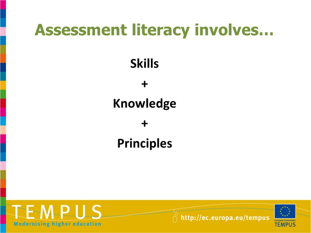 Assessment literacy involves… Skills + Knowledge + Principles